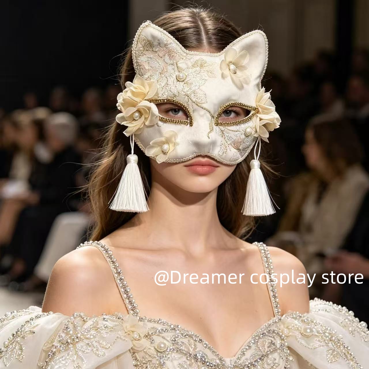 Tassel Fringe Trim - Nouveau Masque Demi-Visage Oreilles de Chat