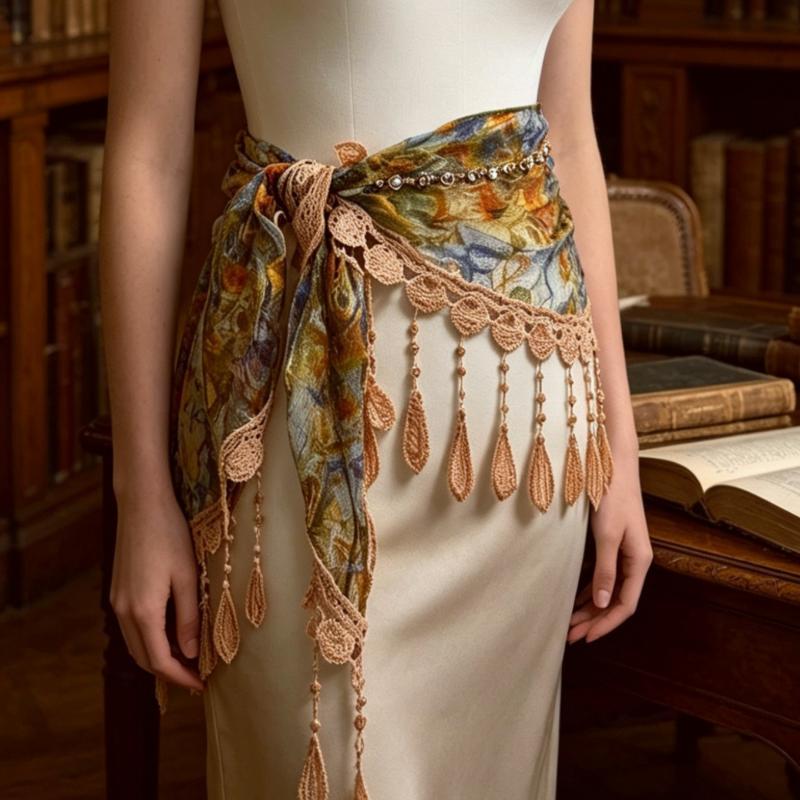 Tassel Fringe Trim - Écharpe triangulaire bohème à franges, châle